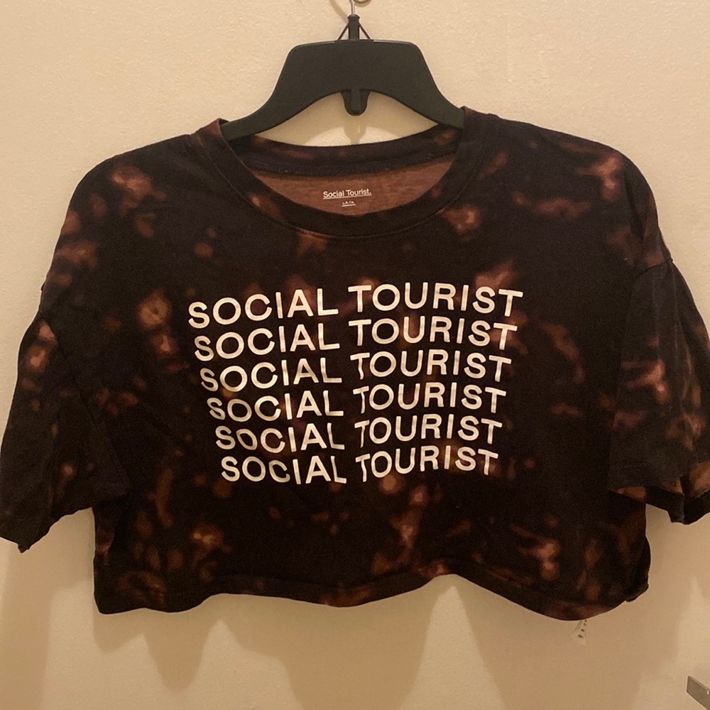 Black and brown Social Tourist crop top